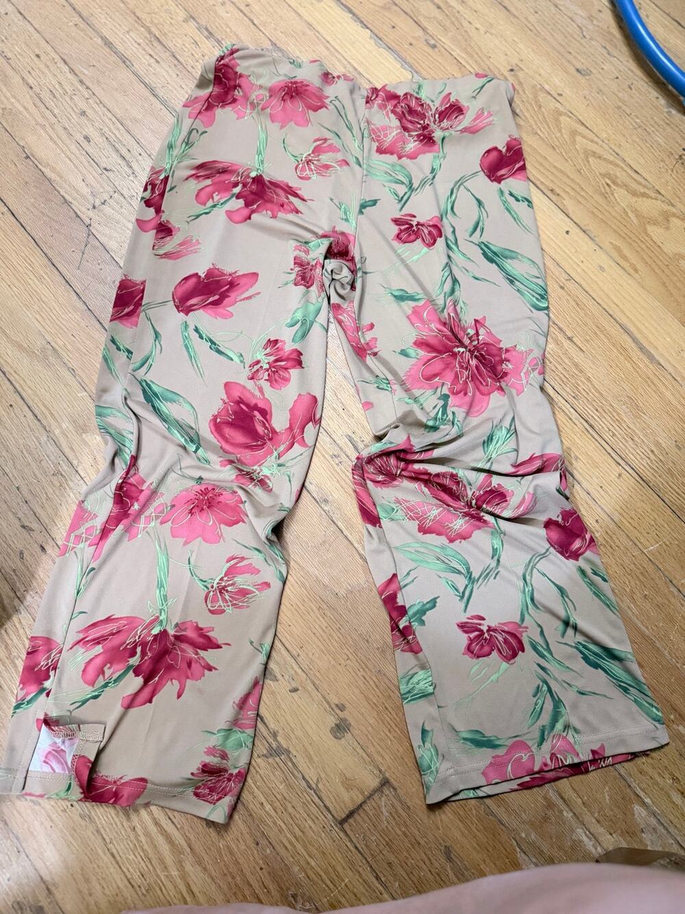 Vintage Donna Toran Blush Floral Pull-On Pants Size Small 80s 90s